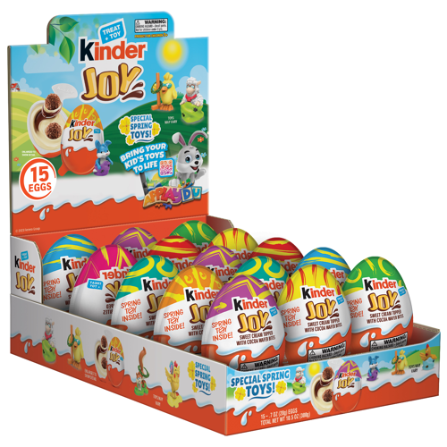 Kinder Joy Easter Eggs, Sweet Cream and Chocolatey Wafers with Toy Inside, 10.5 oz, 1 Pack, 15 Eggs