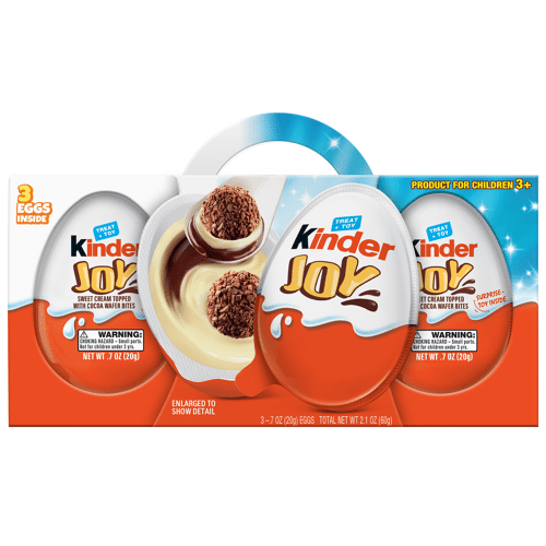 Kinder Joy Eggs, 3 Count, Treat Plus Toy, Sweet Cream and Chocolatey Wafers, Individually Wrapped, 2.1 oz