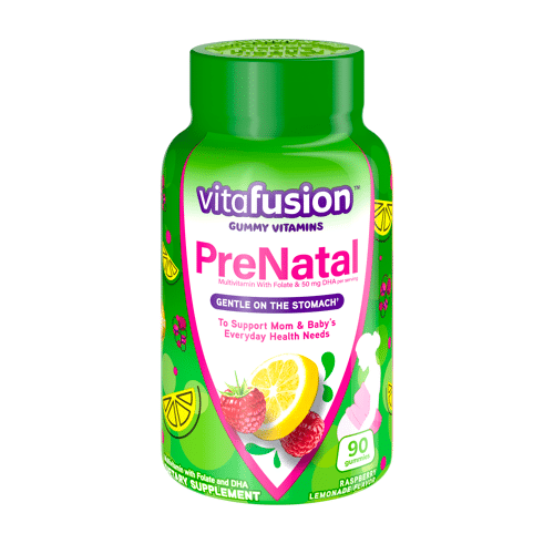 Vitafusion Prenatal Gummy Vitamins, Lemon & Raspberry Lemonade Flavored Pregnancy Vitamins for Women, 90 Count