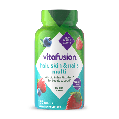 Vitafusion Gorgeous Hair, Skin & Nails Multivitamin Gummy Vitamins, plus Biotin and Antioxidant vitamins C&E, Berry Flavor, 135ct (45 day supply), from vitafusion, the gummy vitamin experts.