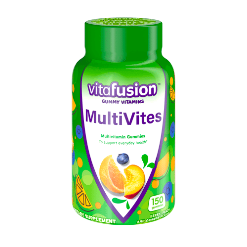 vitafusion Multivites Daily Gummy Multivitamin for Men and Women: vitamin A, B12, B6, C, D & E, Delicious Berry, Peach and Orange Flavors, 150ct (75 day supply)